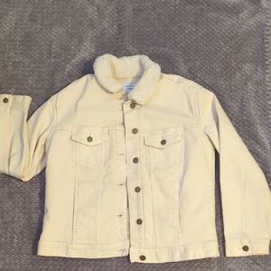 Women's Cream Jacket with Faux Fur Collar